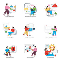 Set of Programming Flat Illustrations

