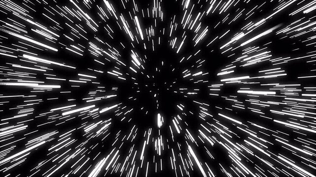 Hyperspace Jump, Warp speed effect, Accelerated flight through stars, Flying Through the Universe Lightspeed Tunnel, Space jump, Speed of Light Concept 4k.