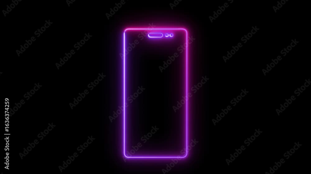 Aufkleber neon smartphone rotation from horizontal to vertical or reverse. rotate your phone device animation 