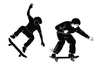 Obraz premium Silhouette of a soccer player in action, kicking a ball during a game on a field, isolated on white background sports silhouette