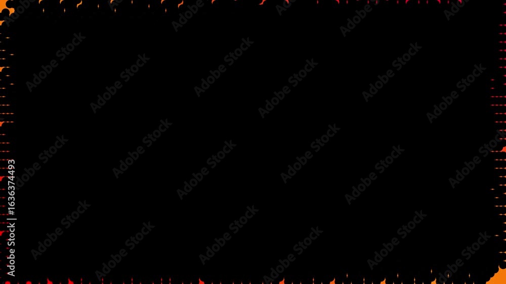 Poster vintage flickering flame rectangle loop animation, frame burning rectangle border blazing animated f