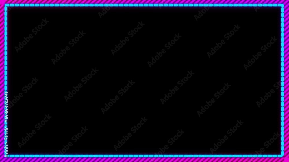 Poster neon rectangle loop animation, frame burning rectangle border blazing animated for live, steaming, e