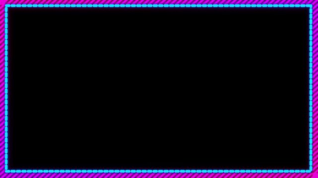 Neon Rectangle loop animation, frame burning rectangle border blazing animated for live, steaming, etc.