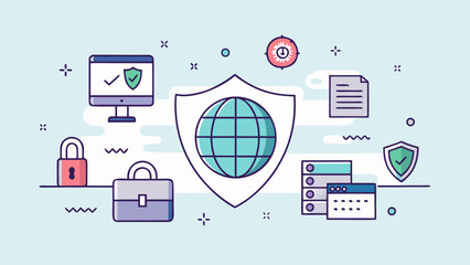 Digital security and global network protection with modern icons