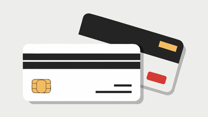 Two stylized credit cards with chip and magnetic stripe