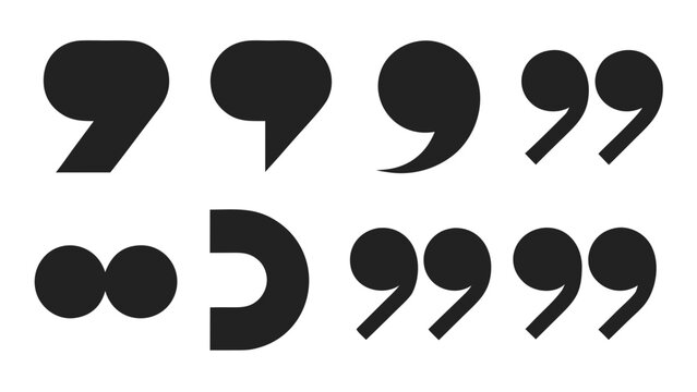 Collection of modern black quotation marks and punctuation symbols