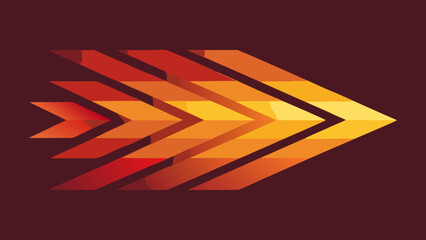 Abstract chevron arrow design with fiery gradient colors on dark background