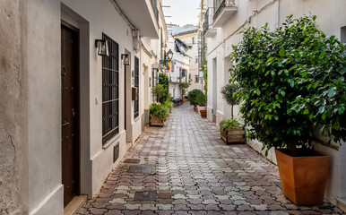 Marbella old town in Andalucia Spain. Streets of Marbella, Spanish typical houses, in the region of Andalucia