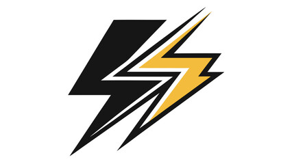 Dynamic black and yellow lightning bolt graphic design