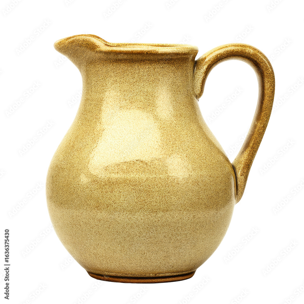 Poster ceramic pitcher with glossy, speckled finish, perfect for serving beverages. its elegant shape and w