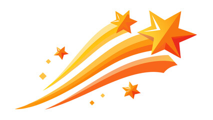 Bright orange shooting stars streaking across a white background