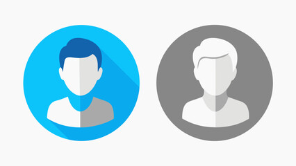 Two flat design user profile icons one blue one gray