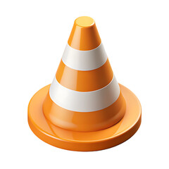Bright Orange Traffic Cone on Black Background for Safety Concepts

