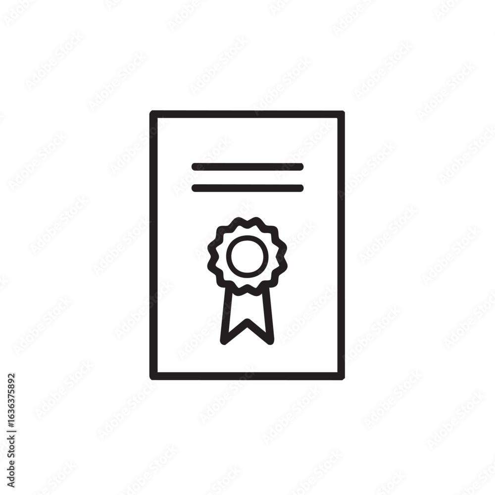 Poster a line drawing of a certificate with a circular seal and ribbon.
