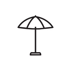 A black and white line drawing of a beach umbrella.