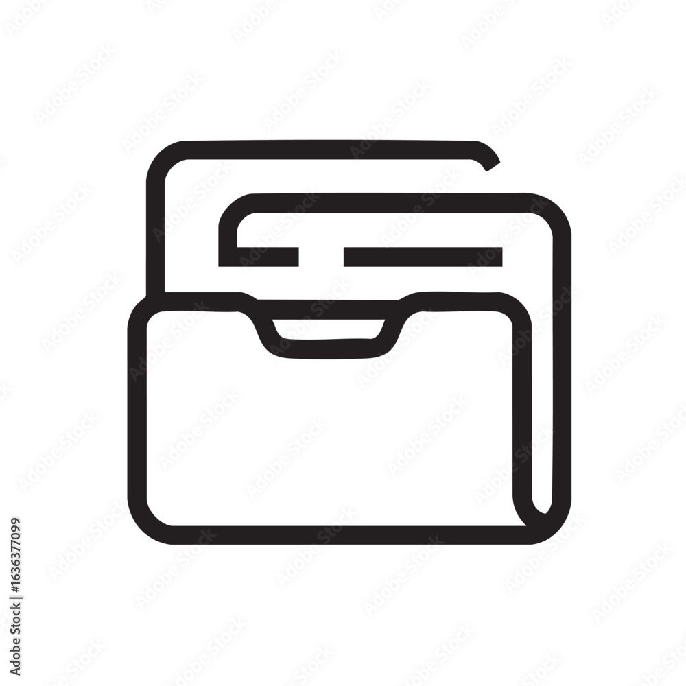 Poster a line drawing of an open file folder with papers inside.