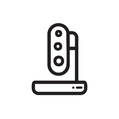 Fototapeta premium A line drawing of a webcam on a stand with three circles.