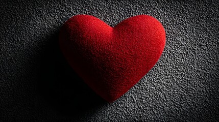 Red heart on a textured dark gray background.