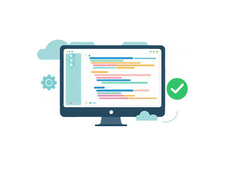 Cloud Computing and Mobile App Coding 3D Illustration PNG