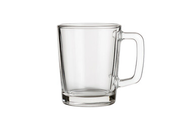 A Pristine Glass Mug: A clear, pristine glass mug with a simple handle, perfect for enjoying your favorite warm beverage, is presented against an inviting background