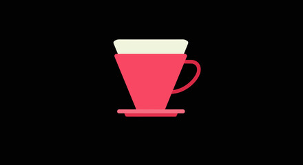 Minimalist Pink Coffee Pour Over with Filter on Black Background