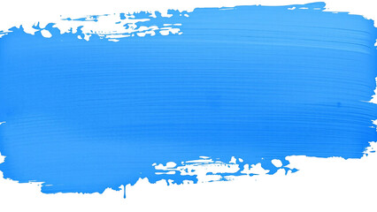 Fototapeta premium Breiter blauer Pinselstrich mit sichtbarer Struktur, freigestellt auf transparentem Hintergrund, perfekt für kreatives Design und Hintergründe.