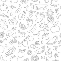 Fruit Doodle Seamless Illustration
