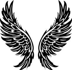 Angel Wing Vector Illustration in Black and White