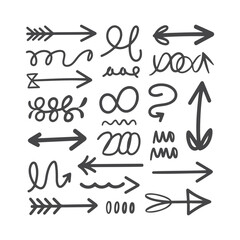 Collection of Black Hand-Drawn Arrows in Various Styles