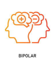 Simple Outline Thinking Brainstorming Head Profile with Plus Minus Icons