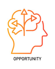 Simple Outline Style Head Brain with Arrows Idea Illustration Graphic