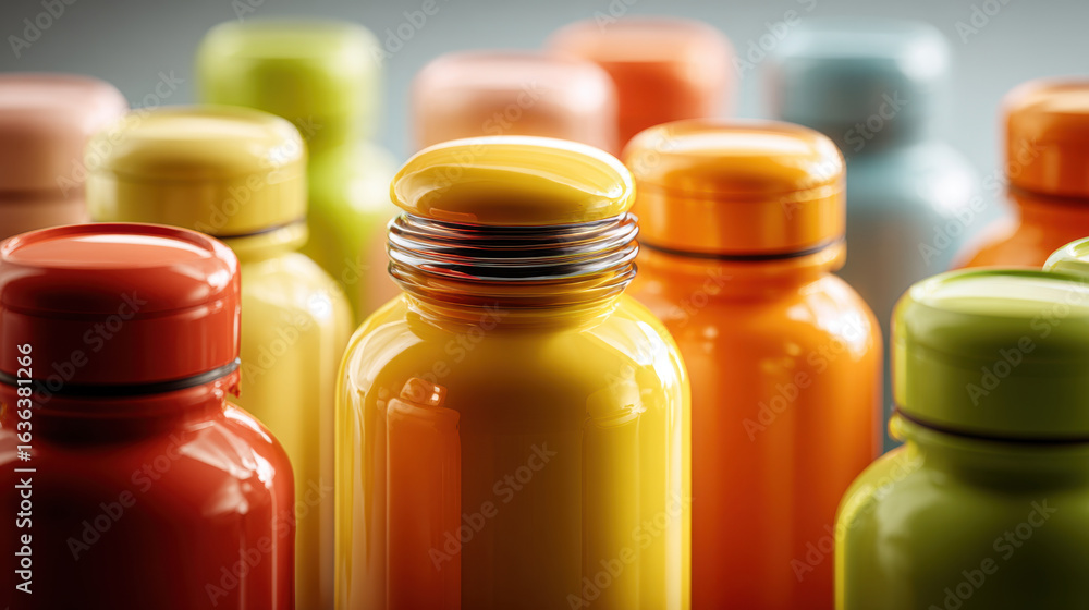 Aufkleber An array of colorful bottles makes a captivating visual display, a perfect backdrop.