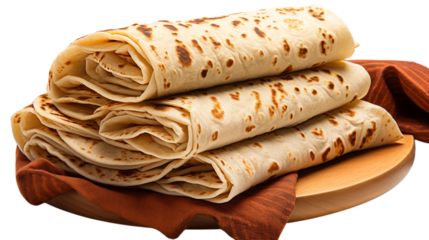 Beige tortillas stack on wood, creating a soft, food-themed image. Ideal for product staging, menus, or branding, with natural lighting for a realistic texture.