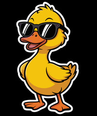 Cool Retro Yellow Duck in Sunglasses 70s 80s 90s Funny Duck