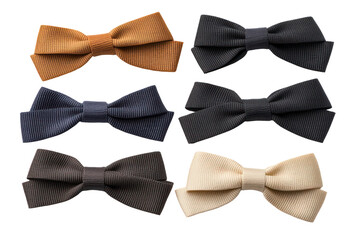 Stylish Bows Collection: A collection of chic and elegant bows. A versatile accent for fashion, gifts, or crafting projects. Featuring a range of textures and hues, from tan to black. 