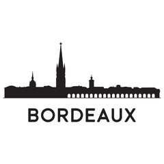 Fototapeta premium Bordeaux skyline horizontal banner. Bordeaux, France. Vector template for your design. Vector black silhouette. with white background.