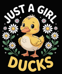Just a Girl Who Loves Ducks Shirt Girl Cute Funny Duck