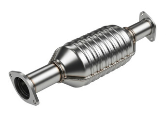 Automotive catalytic converter isolated on white background
