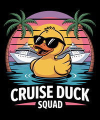 Retro Funny Duck Cruise Rubber Duck Squad Vacation Cruise Ship
