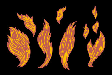 Outline Flame Set Hand Drawn Vector Image
