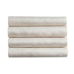 Obraz premium Four rolls of paper towels stacked neatly