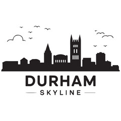 Obraz premium Durham skyline. Vector illustration. Vector black silhouette. with white background.