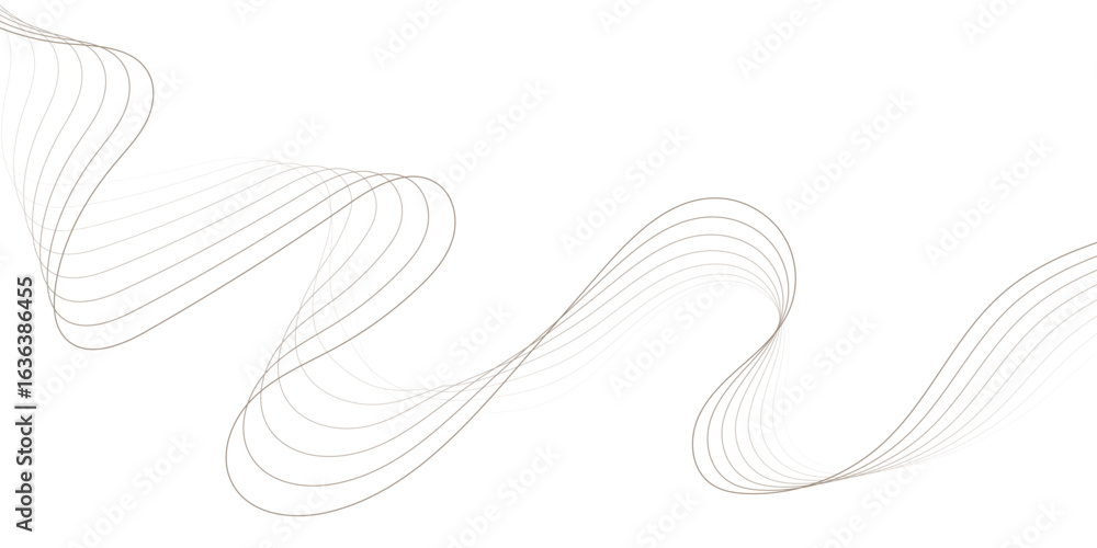 Poster flowing abstract brown lines for waves across a white background, creating a sense of calm and movem