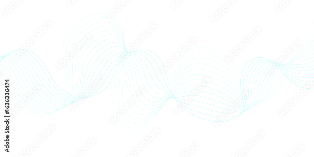 Poster abstract wave pattern with soft light green curving lines on a white background. colorful flowing li
