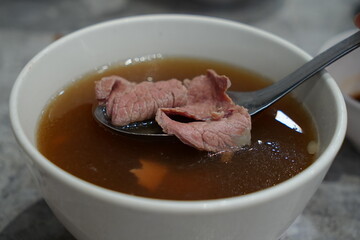 Beef soup closeup