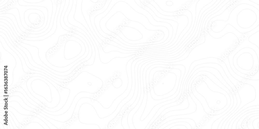 Poster elegant white contour map design with flowing elevation lines, blending science, technology, and art