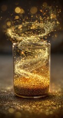 Golden swirling magic in a glass