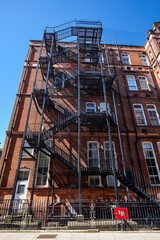 London - 06 22 2022: View of the fire escape entrance to the South Brompton Hospital Block