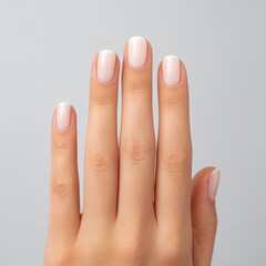 Close-up of beautiful manicure nails on hand in clean studio light aesthetic beauty focus