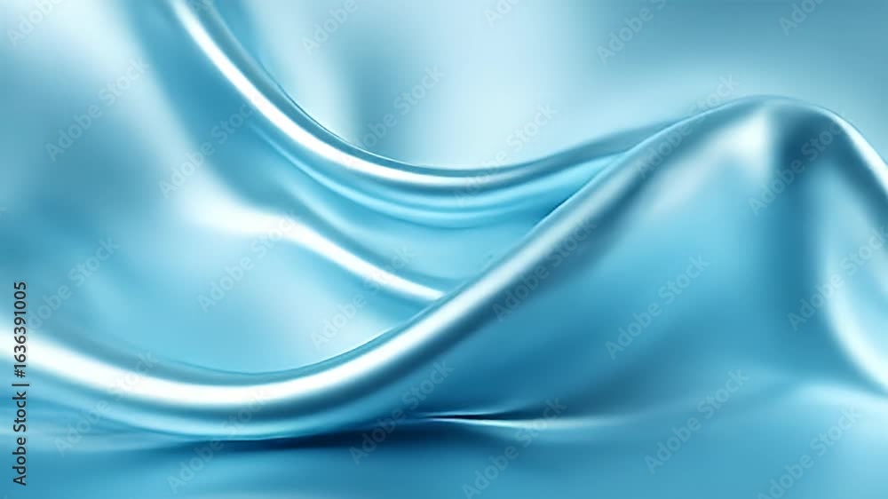 Wall mural serene blue wave abstract background texture: a smooth fluid design with a gradient of light cyan an